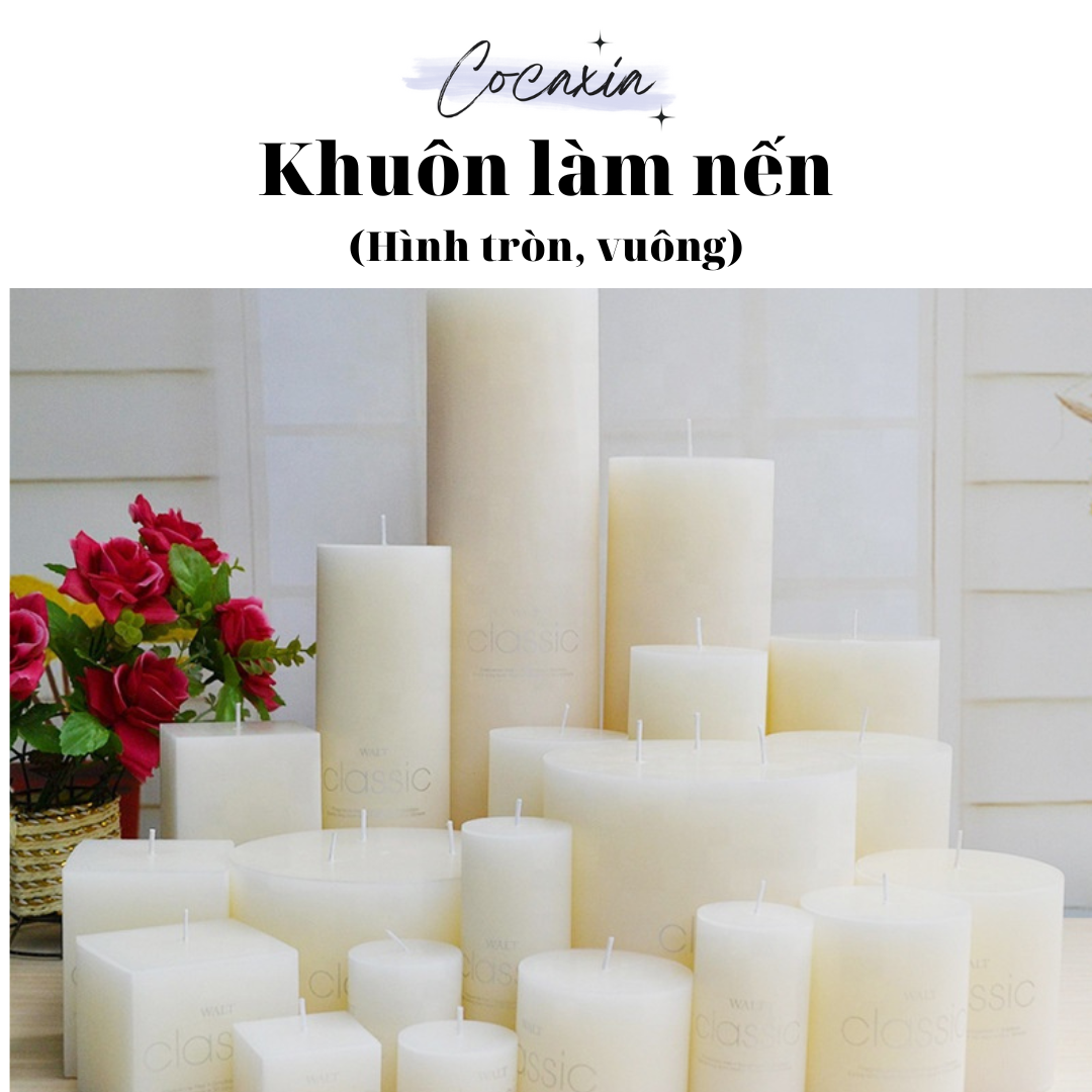 Khuôn Làm Nến Khuôn Silicon Làm Nến Hình Trụ Tròn Hình Vuông Nguyên Liệu Làm Nến Cocaxia