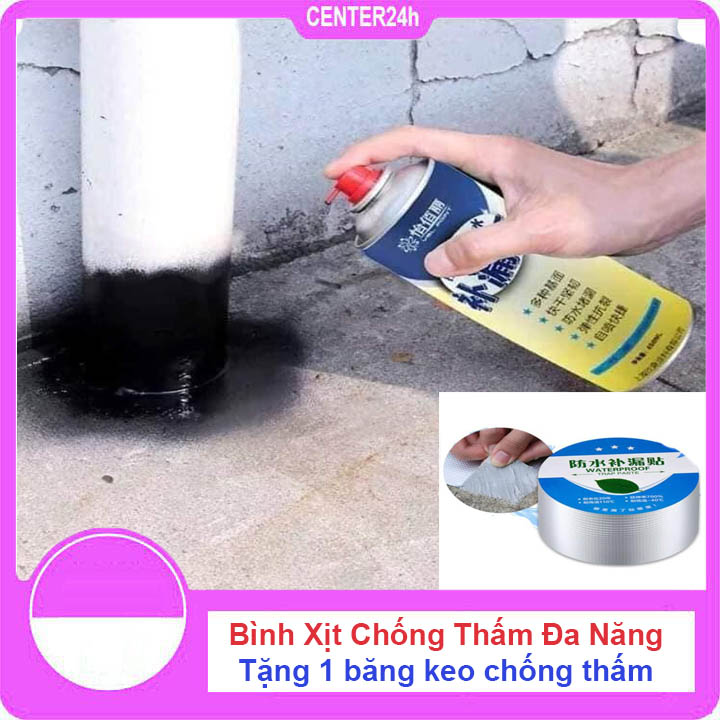 [ Mua 1 Tặng 1] Bình xịt chống thấm nước Cho Tường, Bể Nước, Mái Nhà, Trần Sàn - Bình Xịt Chống dột  - Tặng Băng keo chống thấm đa năng- Center24h