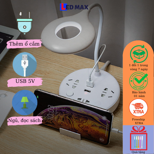 Đèn đọc sách đầu giường, đèn ngủ để bàn 4 trong 1