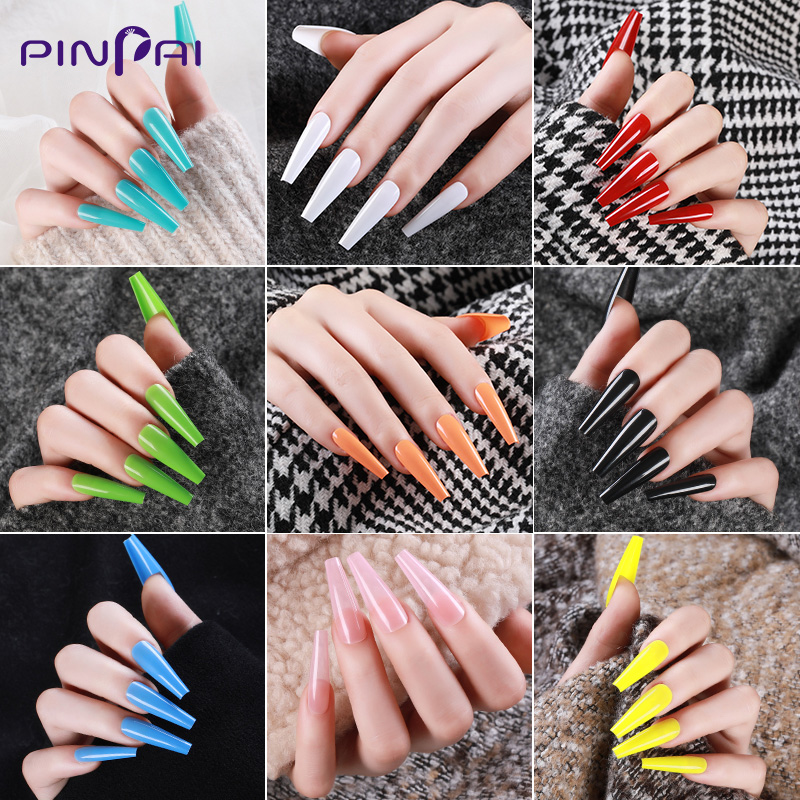  PINPAI 24 cái   hộp Bộ Mẹo Làm Móng Tay Giả Dài Đẹp Bộ Bấm Trên mong tay giả đẹp tết Với Ballerina Bìa Đầy Đủ cho Bộ Mẹo Làm Móng Tay Giả Stiletto Nhân Tạo 