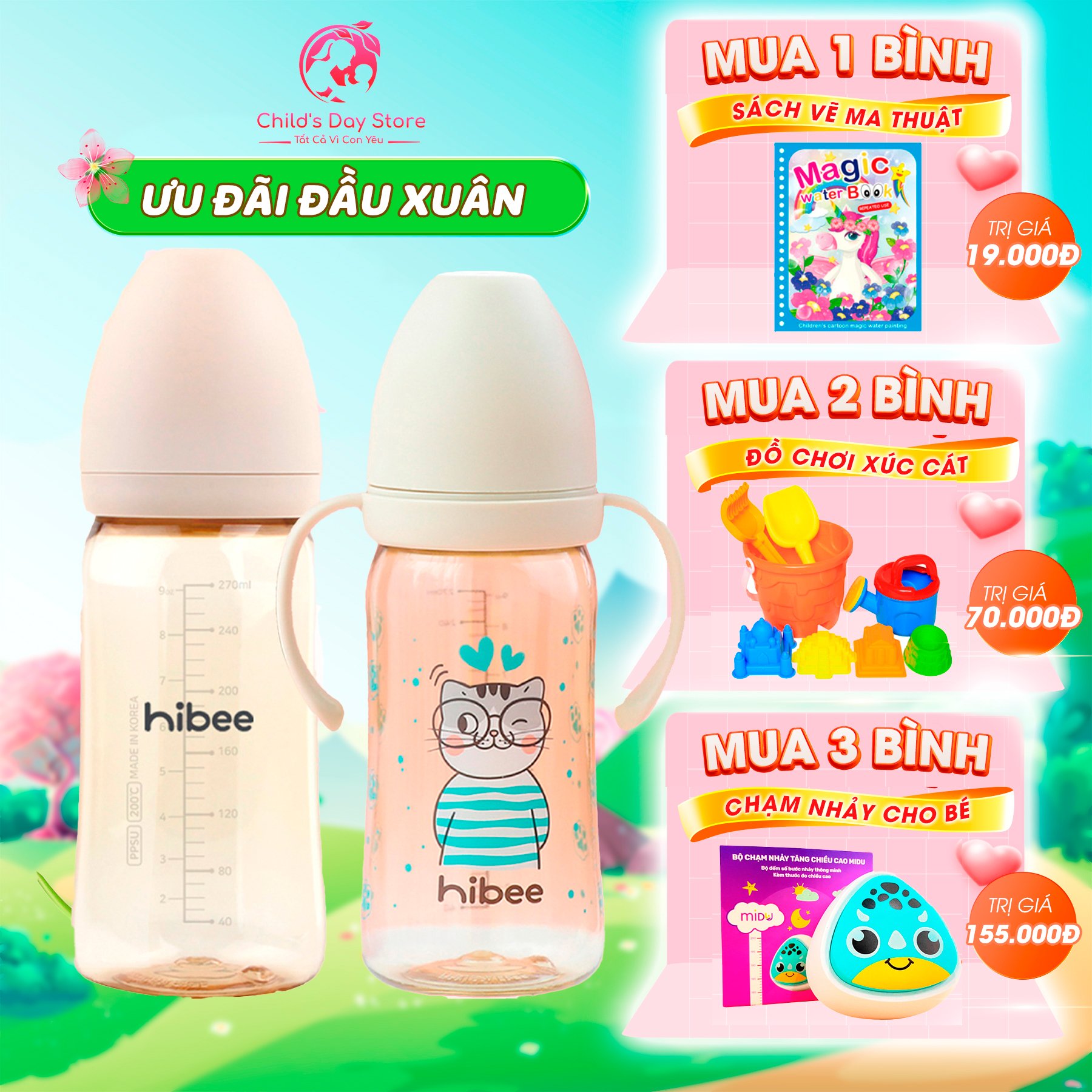 Bình sữa Hibee nội địa Hàn cao cấp 170ml/270ml - Cam kết chính hãng - childs_day.