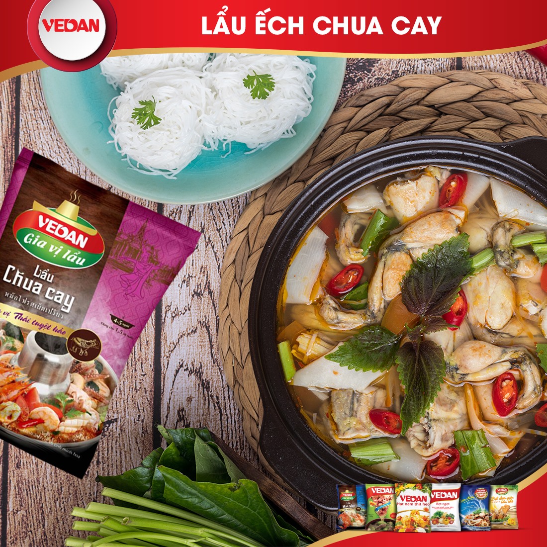 Gia vị Lẩu chua cay Vedan 55g/gói