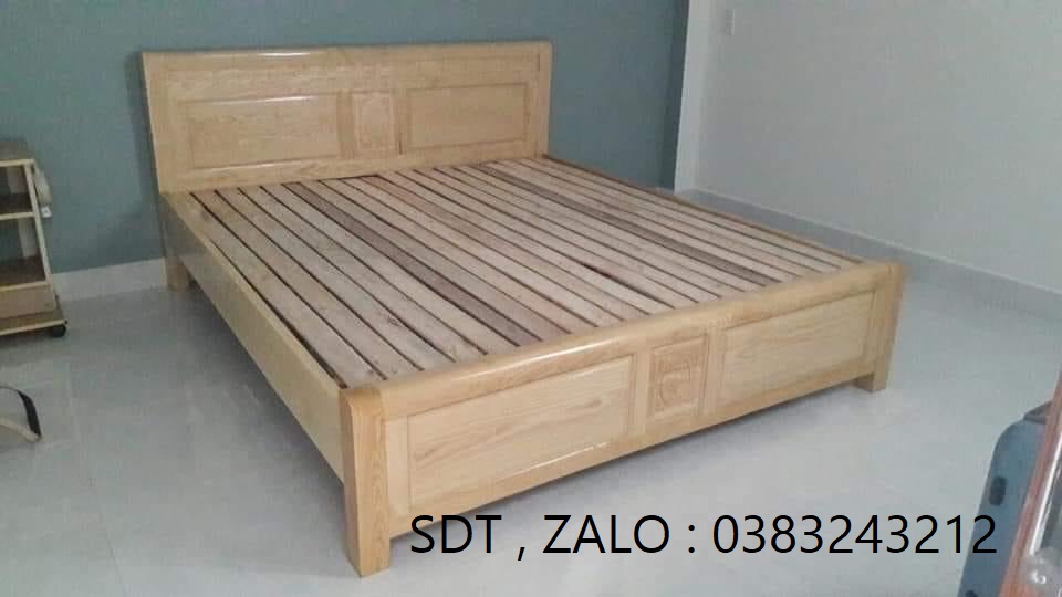 giường gỗ sồi 1m8 giường ngủ gỗ sồi phòng khách phòng ngủ