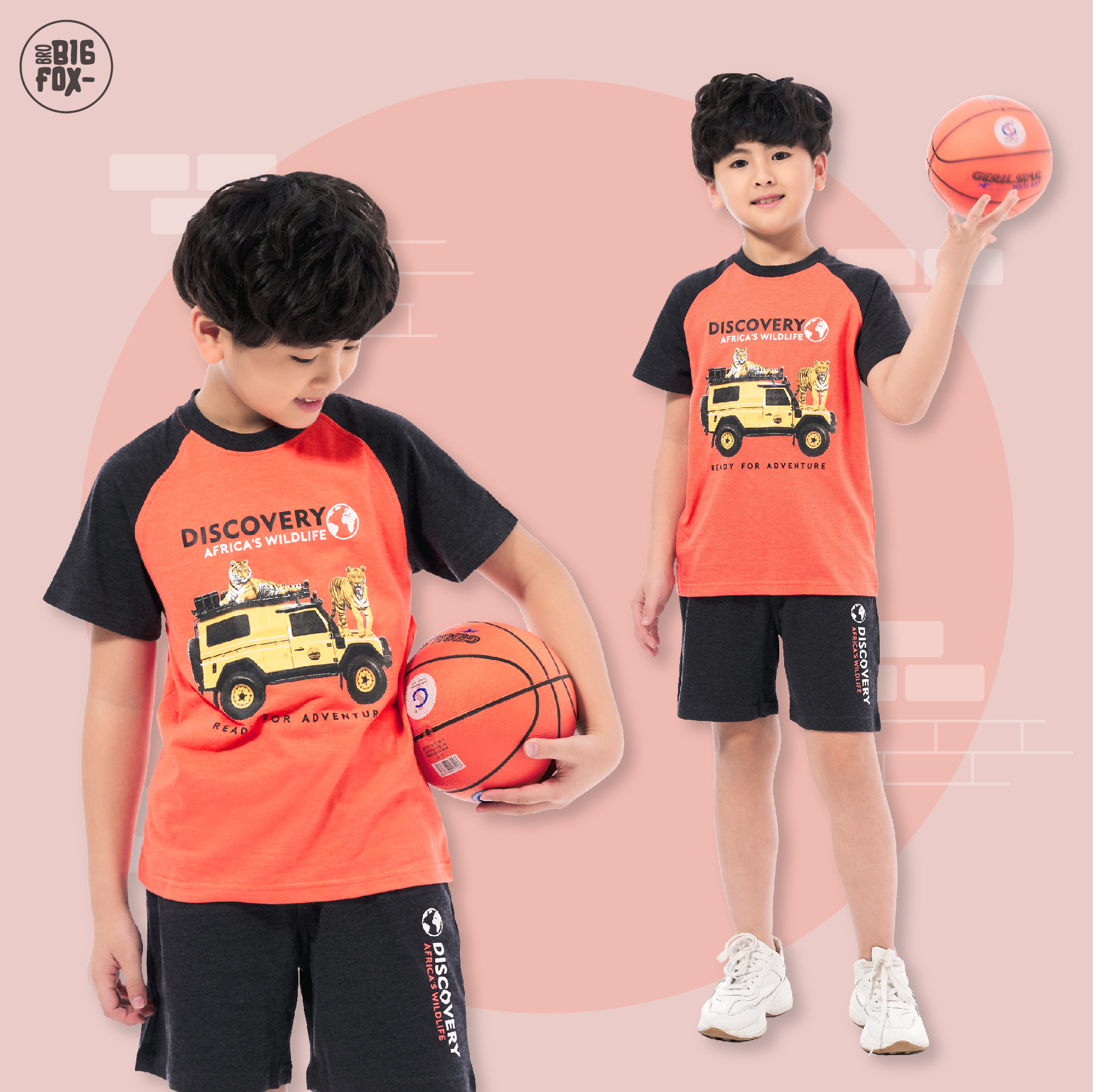 Bộ bé trai size đại bộ đồ cộc tay cho bé chất cotton phong cách Âu Mỹ hình Ô tô DISCOVERY 10 – 38kg QATE