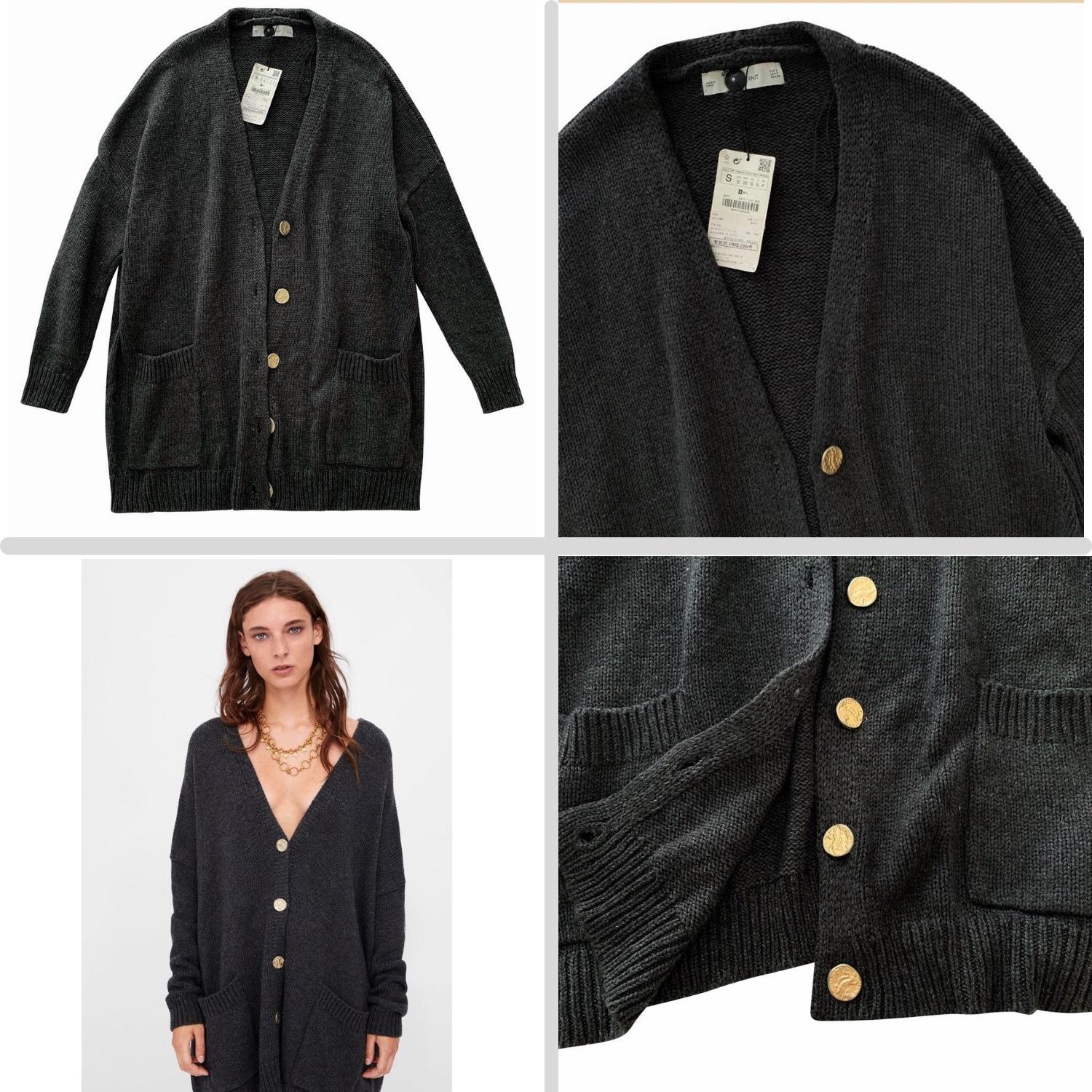 Áo khoác len cardigan vnxk hãng Z.R / Oversized / Chất len đan / Màu xám đậm