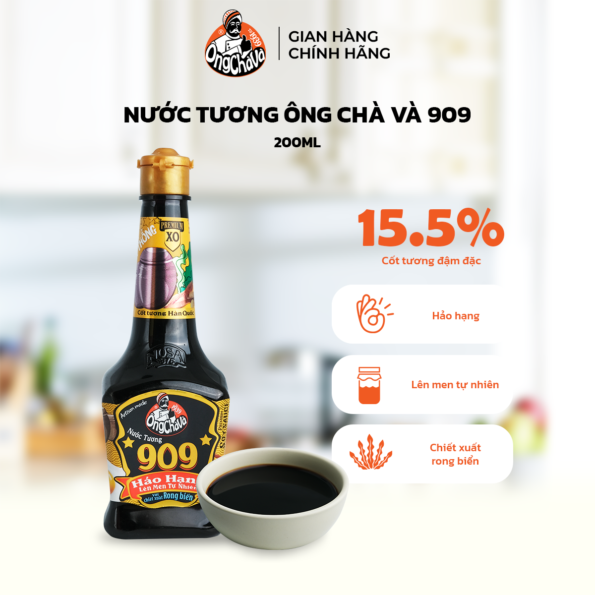 Nước Tương Hảo Hạng 909 thương hiệu Ông Chà Và 200ml - Hàng Chính Hãng