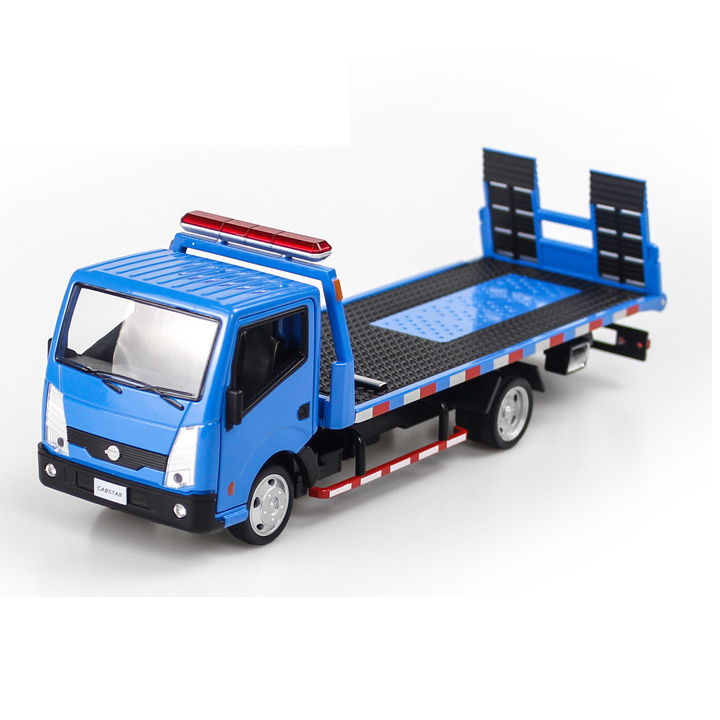 Đồ chơi trẻ em xe mô hình ô tô tải cứu hộ Nissan bằng kim loại mở được cửa - xe có âm thanh và đèn chạy bằng cót