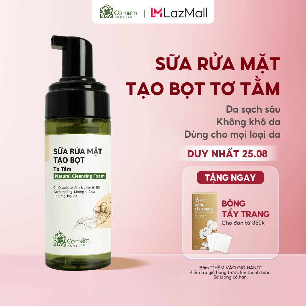 [TRỢ GIÁ 8%] Sữa Rửa Mặt Tạo Bọt Tơ Tằm Dưỡng Ẩm Làm Sạch Sâu Cho Da Không Gây Khô Da Cỏ Mềm 150ml