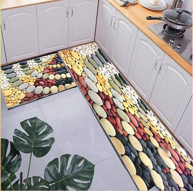 Bộ 2 Thảm trải nhà bếp 3D MARKETVIETNAM phong cách Hàn Quốc( loại 1) nhiều mầu sắc dễ lựa chọn ( 120 cm x 40 cm + 60cm x 40cm)