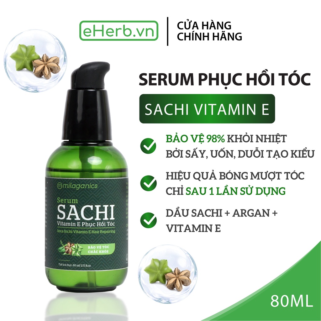 Tinh Dầu dưỡng tóc serum sachi Vitamin E Phục Hồi Tóc Tinh Dầu Dưỡng tóc phục hồi tóc hư tổn gãy rụng MILAGANICS 80ml