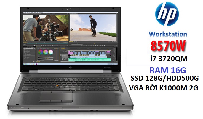 Laptop Máy trạm Hp Elitebook 8570w Workstation Core i7QM RAM 16G SSD 128G HDD 500G 15.6in Chuyên đồ hoạ Game