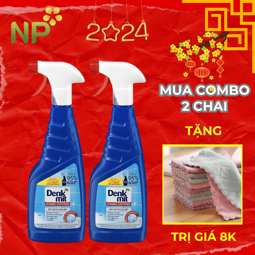 Chai xịt vệ sinh tẩy nấm mốc Denkmit 750ml đánh bay vi khuẩn nấm mốc khử mùi ẩm mốc trên tường trần nhà