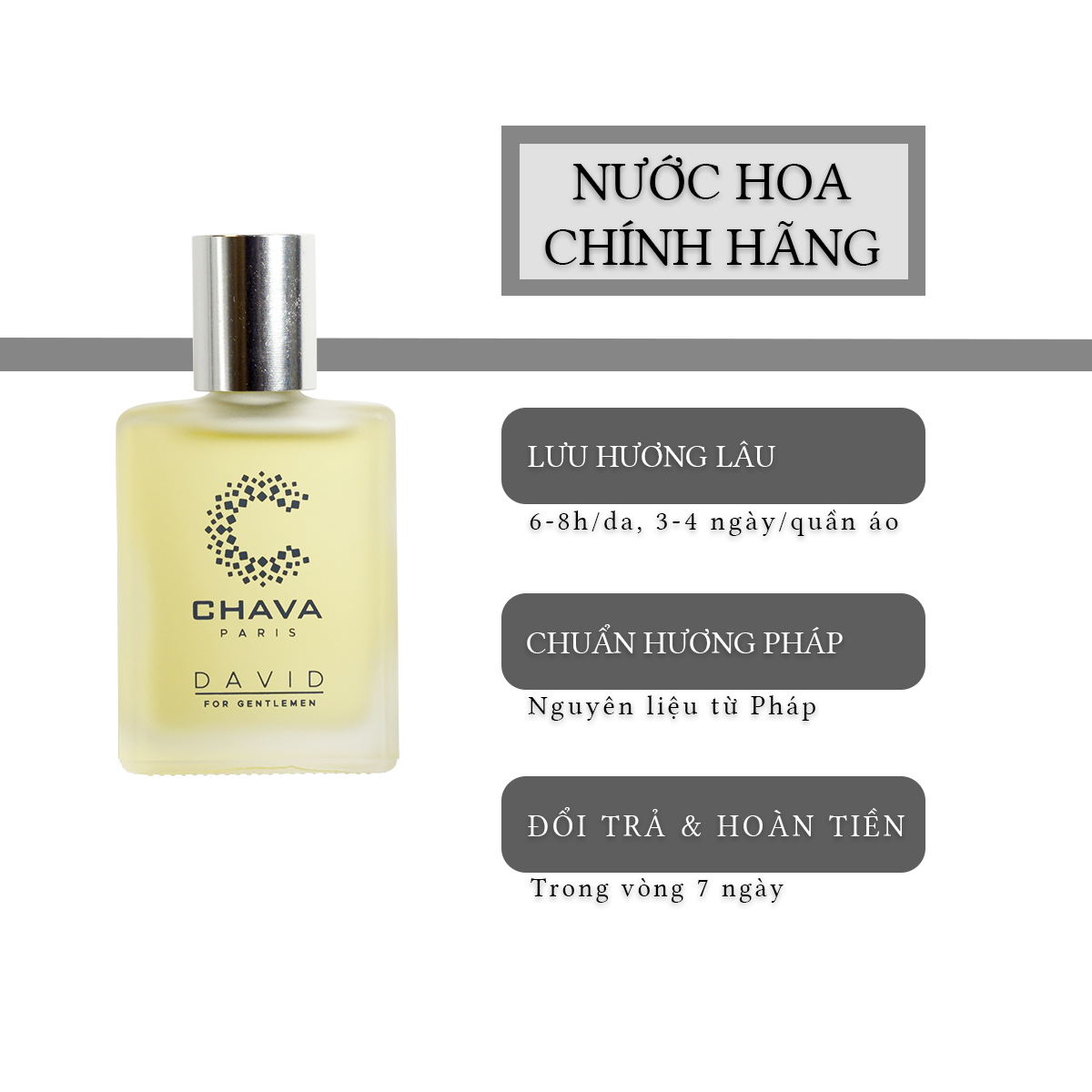Nước hoa chính hãng chava david 15ml - theo tiêu chuẩn pháp