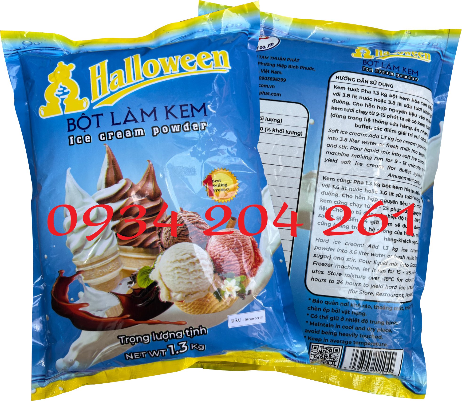 Bột làm kem tươi Halloween - Dâu