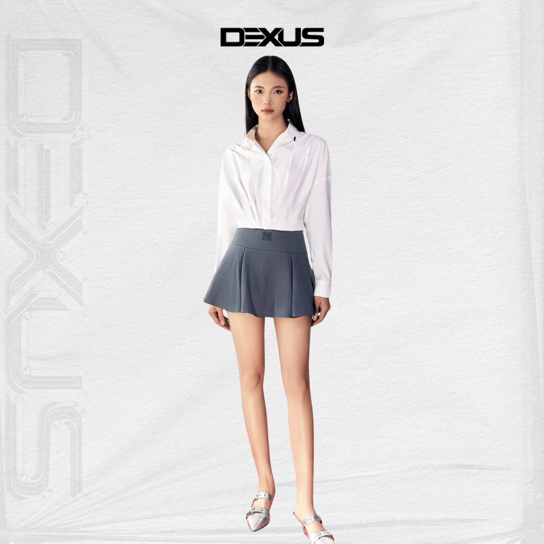 Chân váy ghi dáng xoè basic skirt - dxcv120426