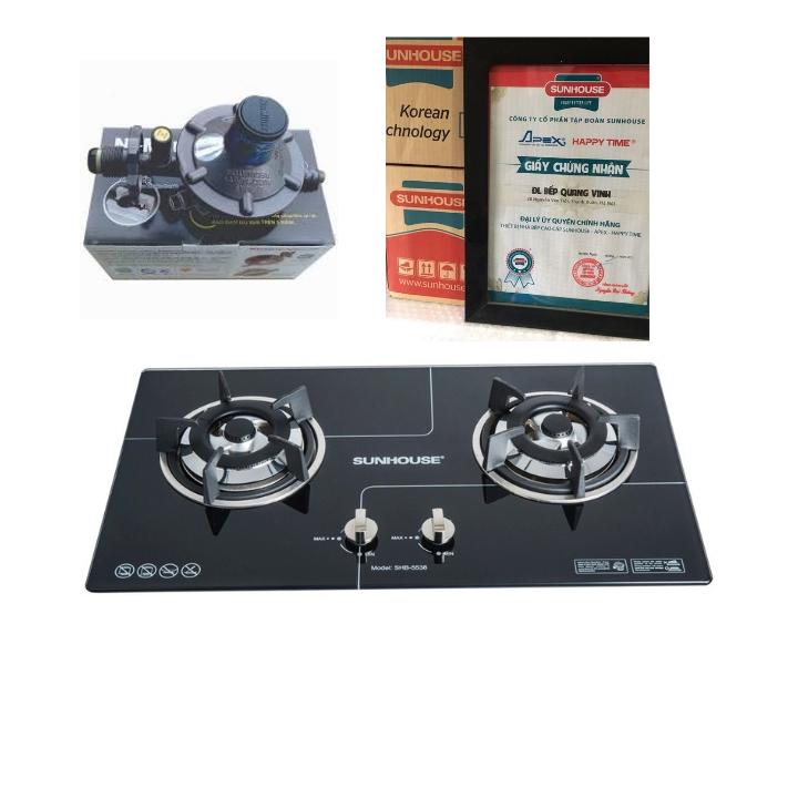 Bếp gas âm kính sunhouse shb5538 tặng van gas namilux-quang vinh
