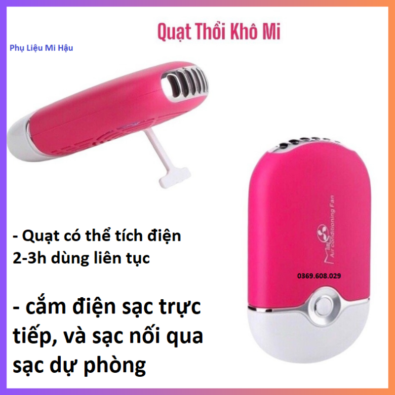 Quạt Sấy Mi Tích Điện_ Quạt Cầm Tay Thổi Khô Keo Mi,Quạt Thổi Mi Nối_Quạt Làm Mát Tặng Dây Sạc Trực Tiếp,Phụ Liệu Mi Hà