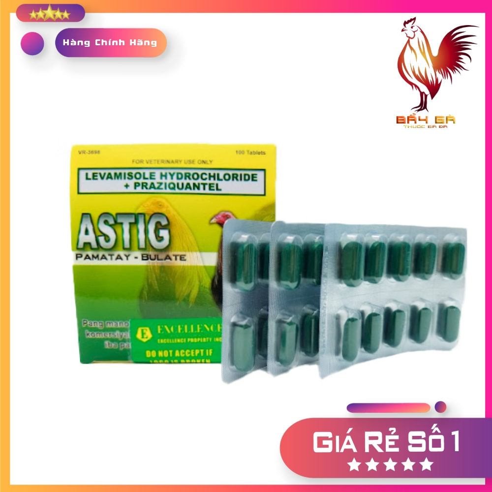 Astig cho gà đá 40 viên chiếc lẽ giúp xổ 99% các loại giun, sán và không gây sốc, khô gà