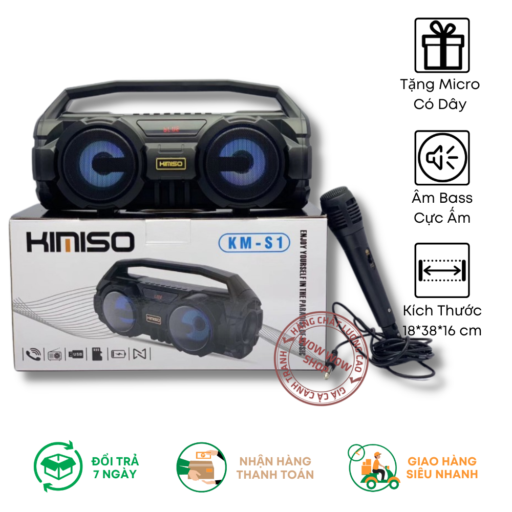 Loa bluetooth kimiso km-s1 - tặng kèm mic hát karaoke