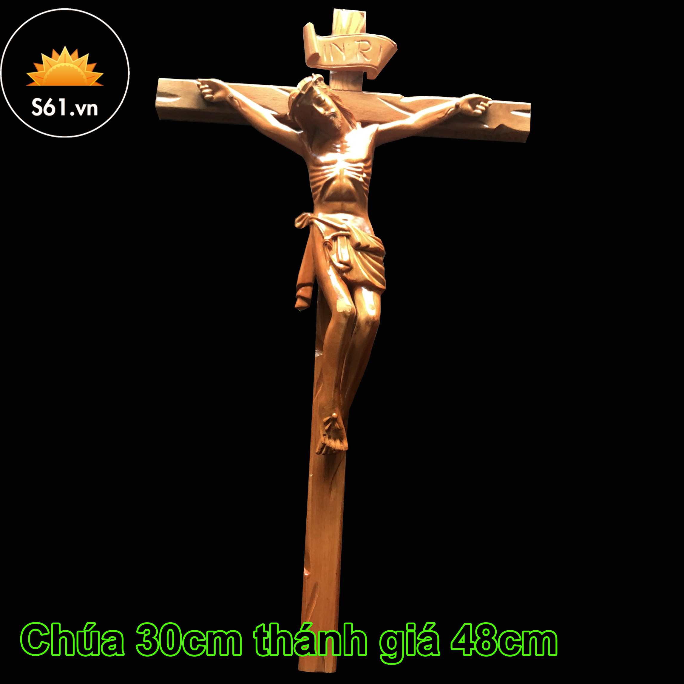 Tượng chúa chuộc tội 30cm gỗ nâu cao cấp chạm khắc cẩn thận sắc nét, siêu bền không ẩm móc