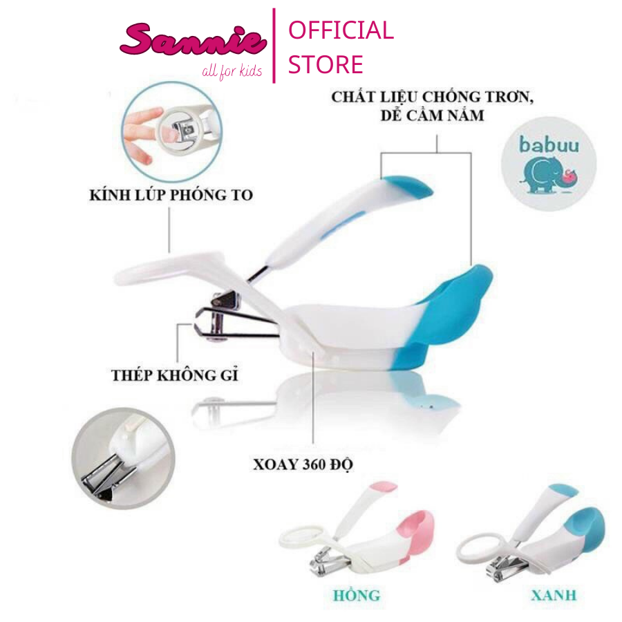 Cắt bấm móng tay Kèm kính lúp Babuu Baby Nhật Bản cho bé Sannie Store