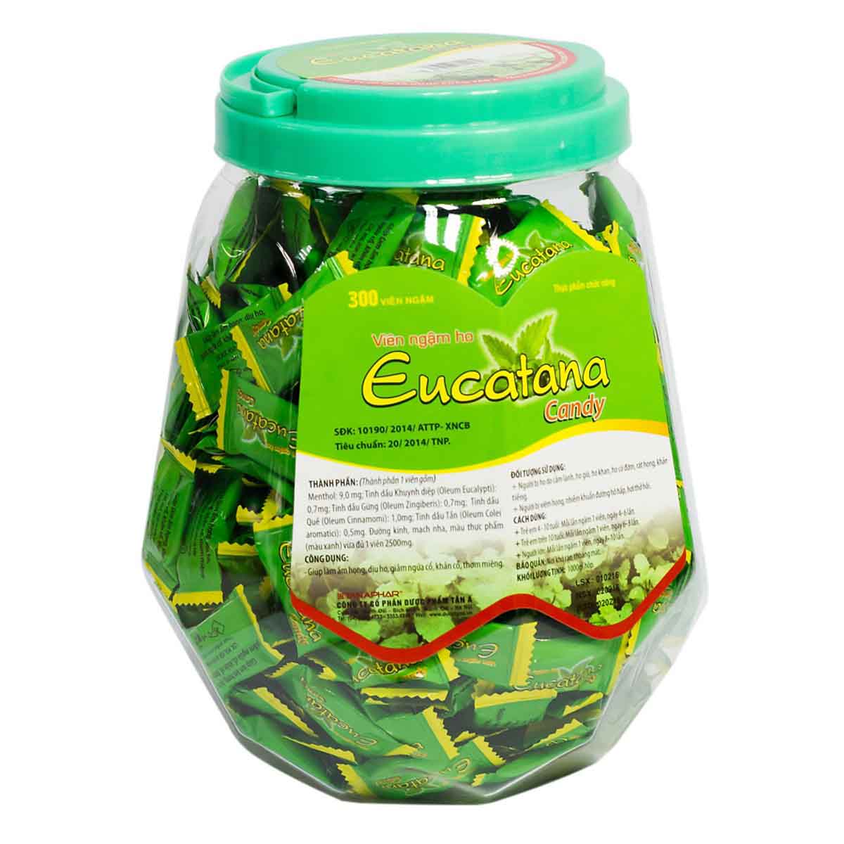 Lọ 300 viên Kẹo ngậm ho Eucatana - Hỗ trợ bổ phế, giảm đờm, giảm ho, an toàn cho bé khi sử dụng