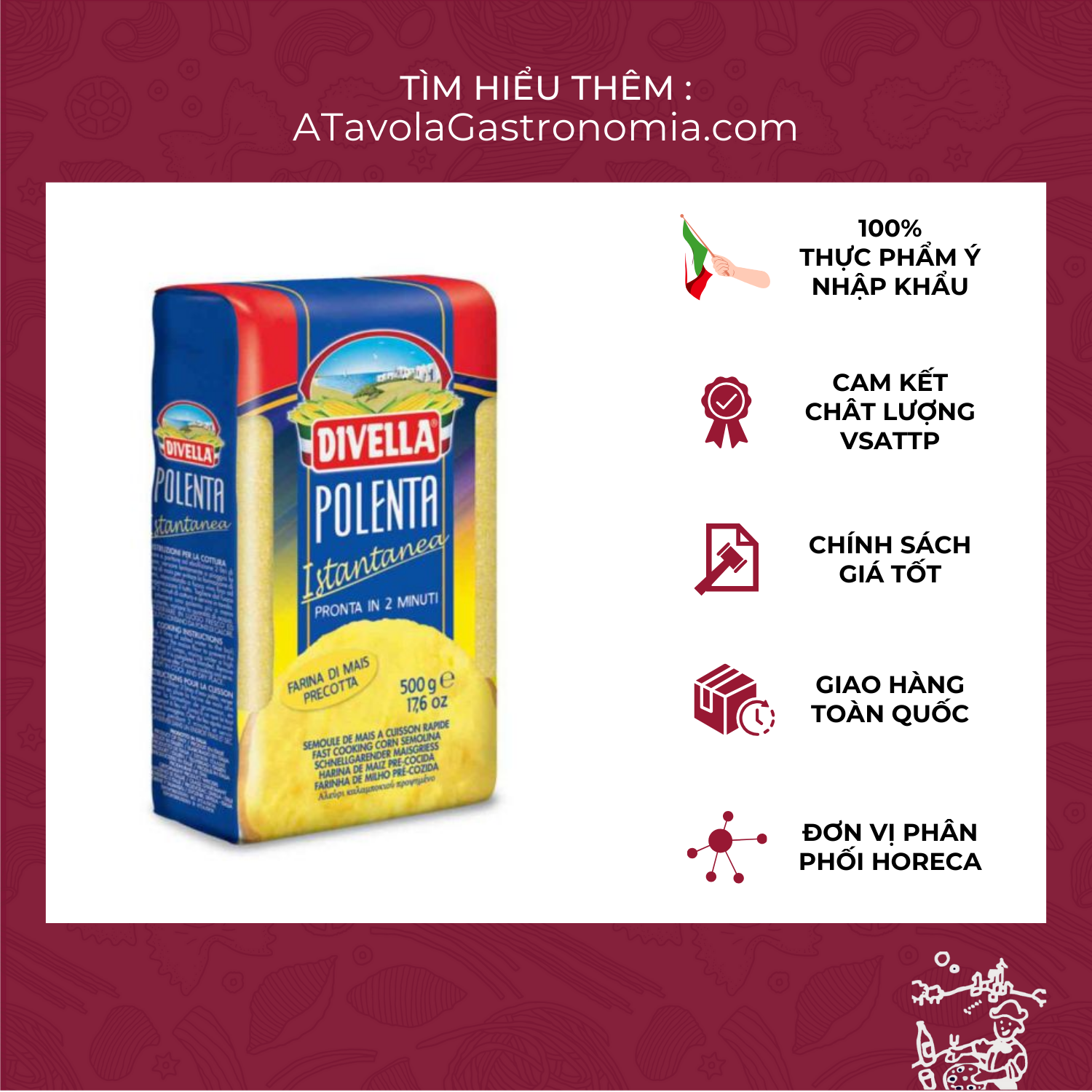 Bột ngô polenta divella gói 500g