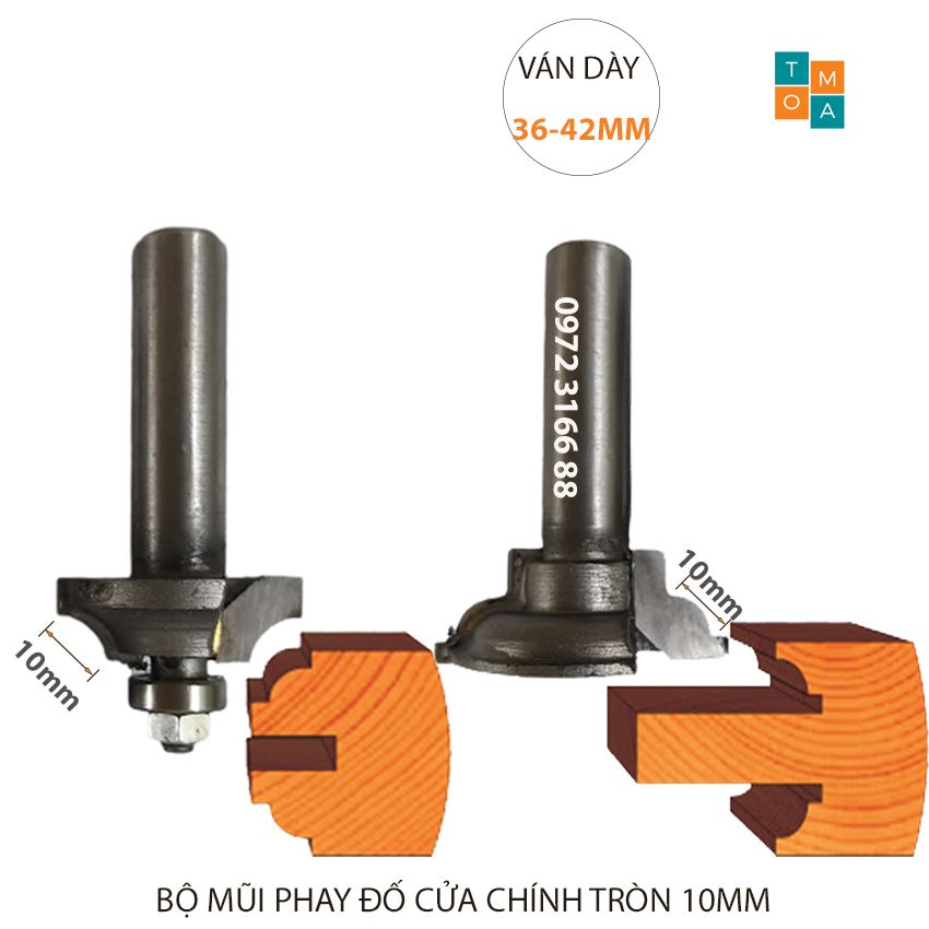 Mũi soi gỗ - bộ mũi phay gỗ đánh đố cửa chính tròn 10mm hàng việt nam chất lượng cao