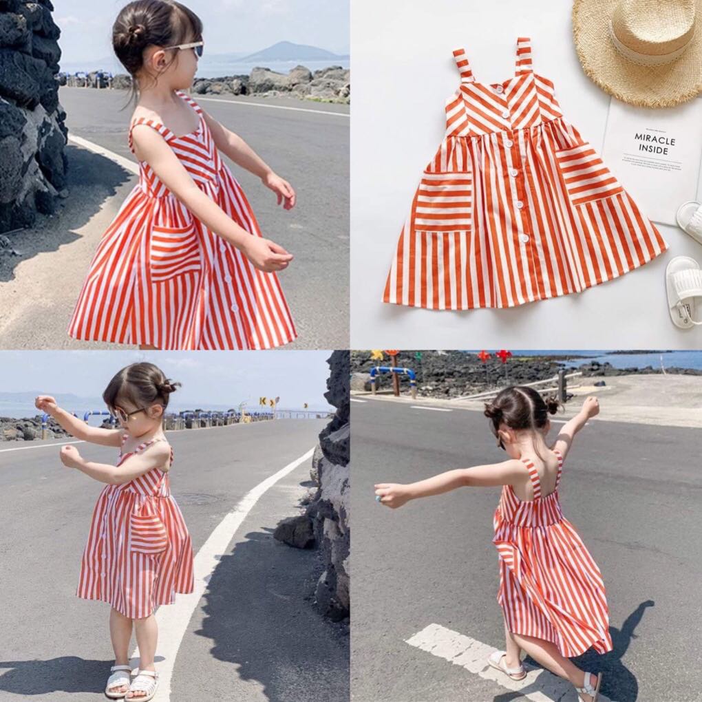 Váy kẻ đỏ d11 dáng xòe dành cho bé
