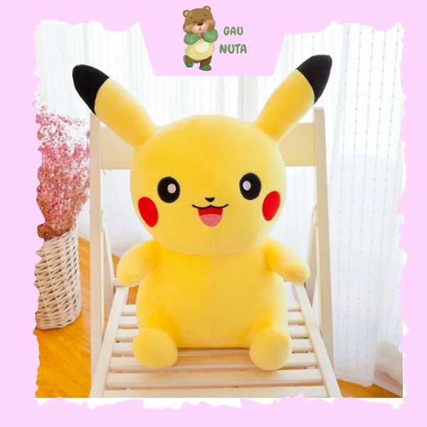 Gấu bông pikachu pokemon màu vàng ngồi cao cấp nuta 25cm - 35cm - 45cm - 53cm
