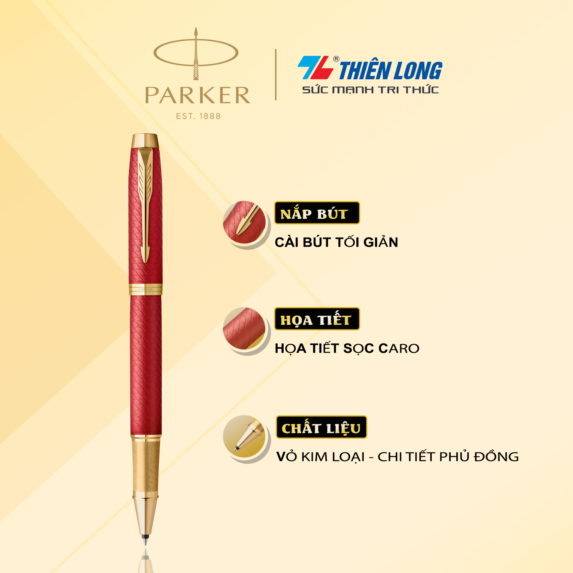 Bút lông bi cao cấp parker im prm x-red gt tb-2143465 - thép không gỉ