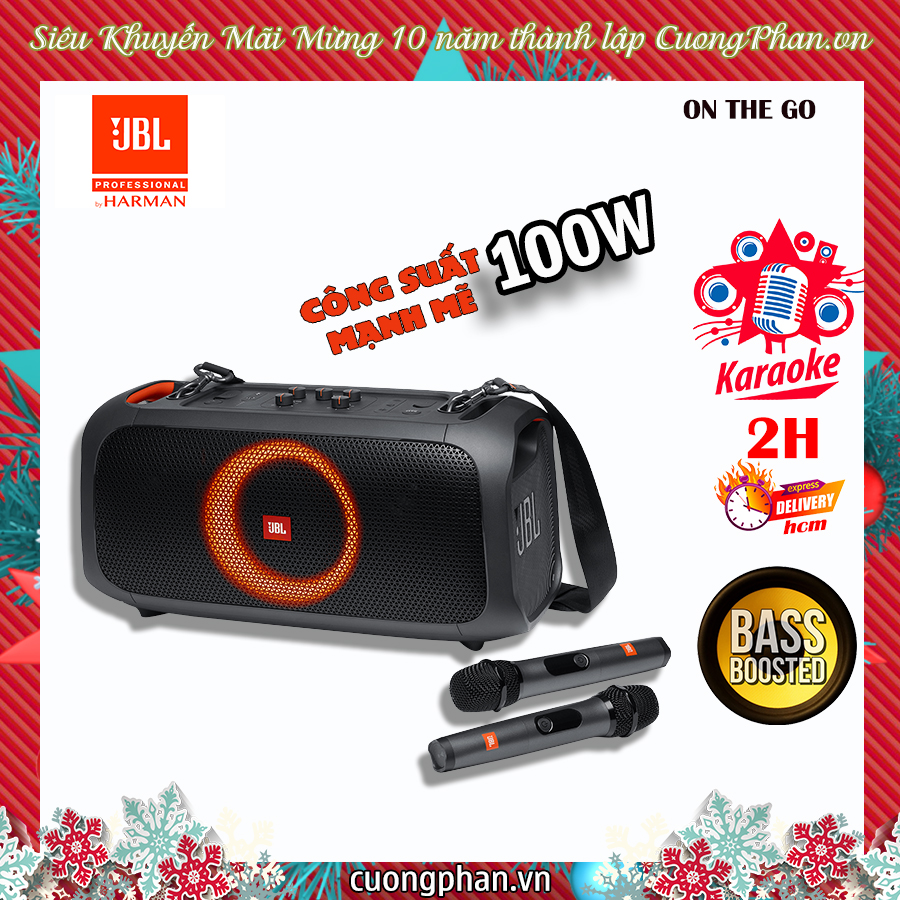 Loa karaoke di động jbl partybox on the go - tặng kèm 02 micro - hàng chính hãng pgi
