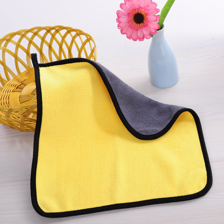 Khăn Lau Đa Năng Microfiber 2 Mặt Vàng - Xám Siêu Thấm Cực Dày Không Đổ Lông Chuyên Dụng Cho Ô Tô Xe Hơi - Phụ Kiện Đồ Chơi Ô Tô Xe Hơi EUNOIA