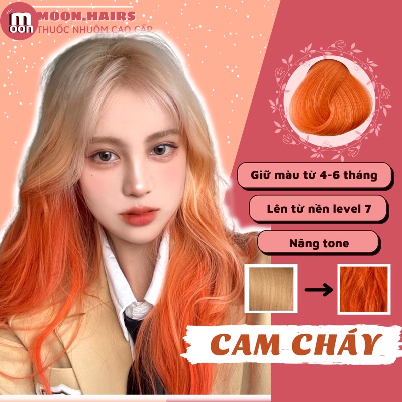 Thuốc nhuộm tóc cam cháy | không tẩy | cam tươi | tặng vutamin e dưỡng tóc, bao tay nhuộm, mũ trùm nhuộm