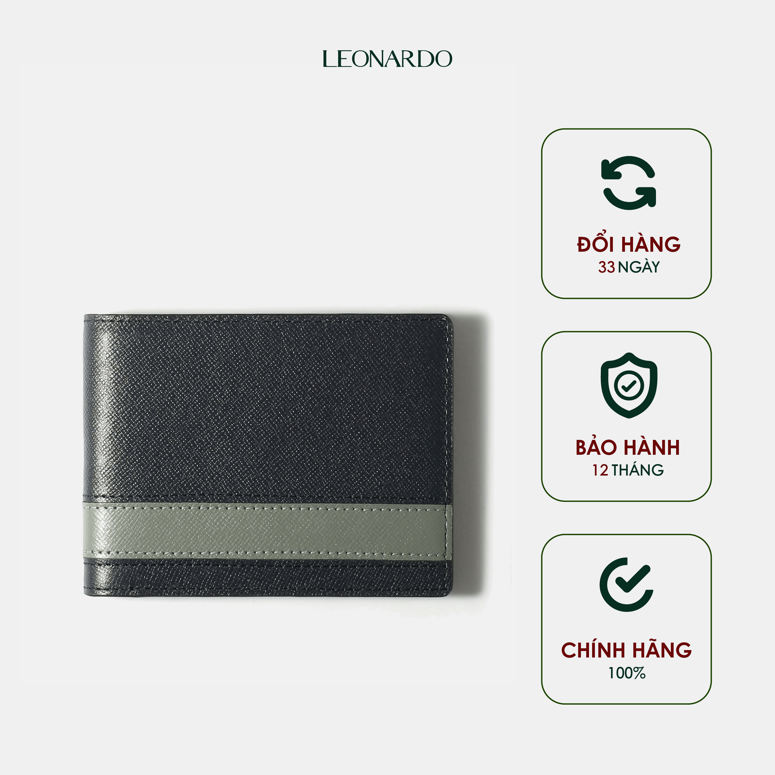 Ví nam Leonardo Cosmos 02 chất da Saffiano