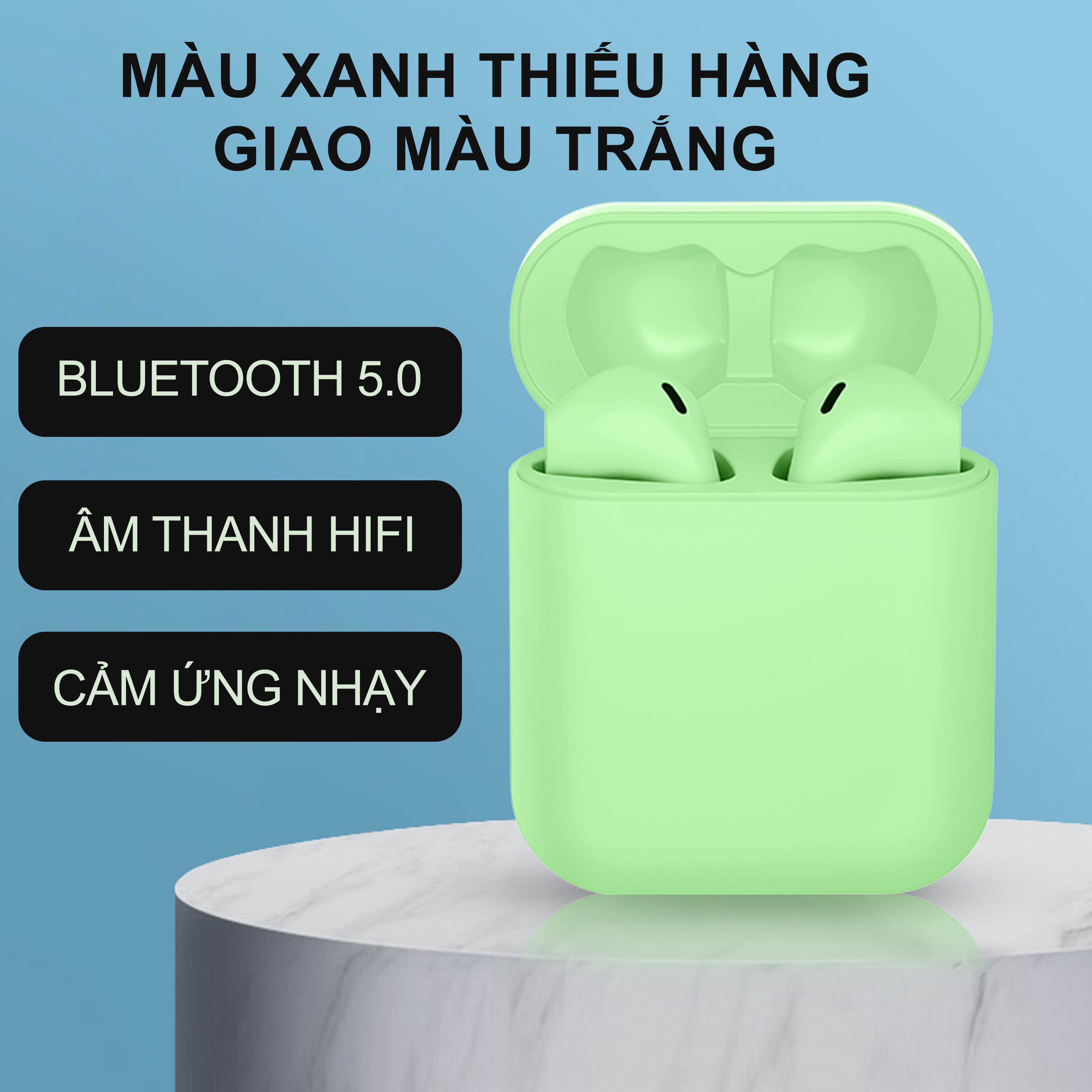 Tai nghe bluetooth không dây i12 tws bản nâng cấp chip 5.0, tai nghe không dây chất lượng tốt, tai nghe bluetooth mini, tai nghe bluetooth không dây bản nâng cấp tai nghe i12