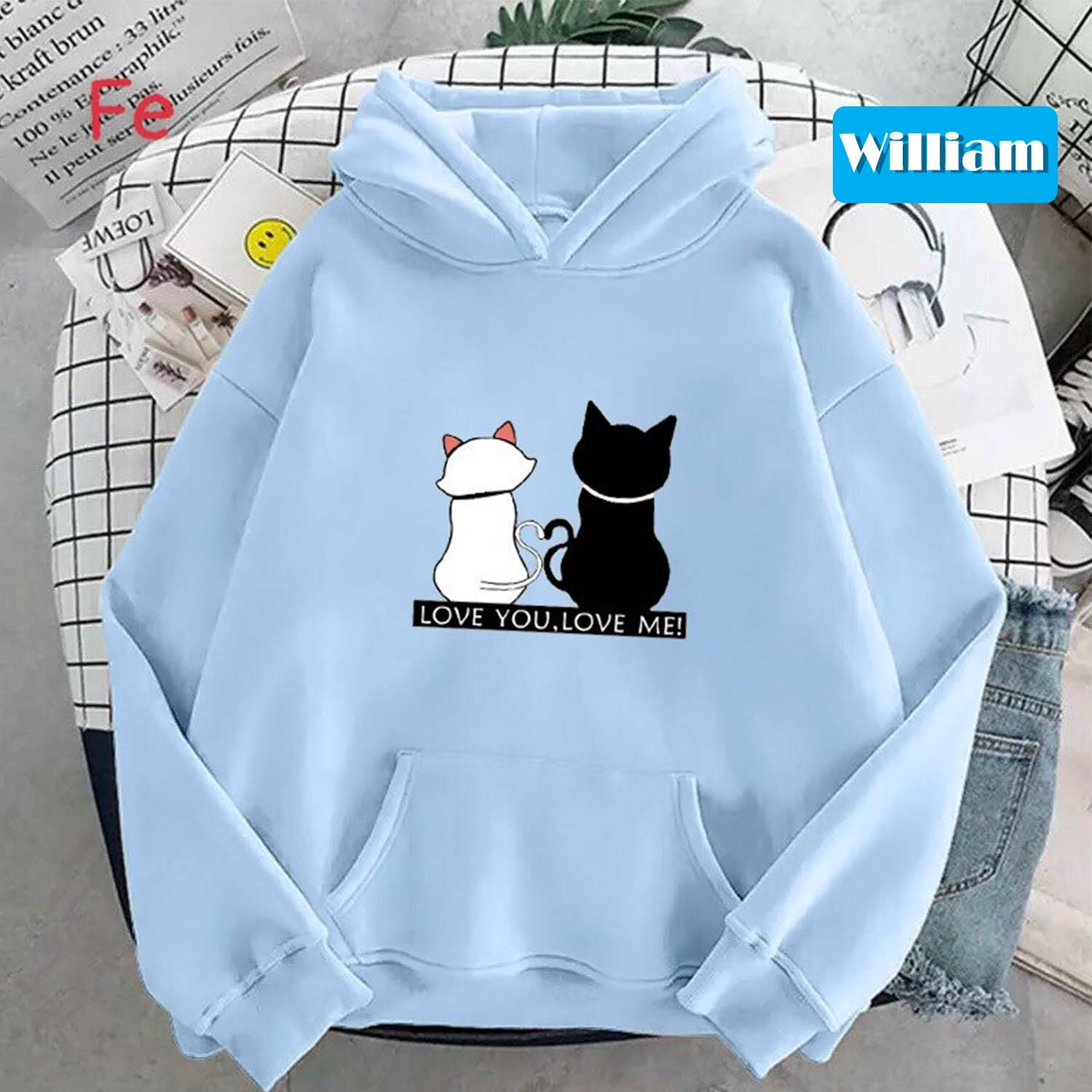 [HCM]Áo hoodie nam nữ nỉ ngoại in hình mèo chất nỉ dày dặn nón 2 lớp hợp làm áo cặp William - DS84