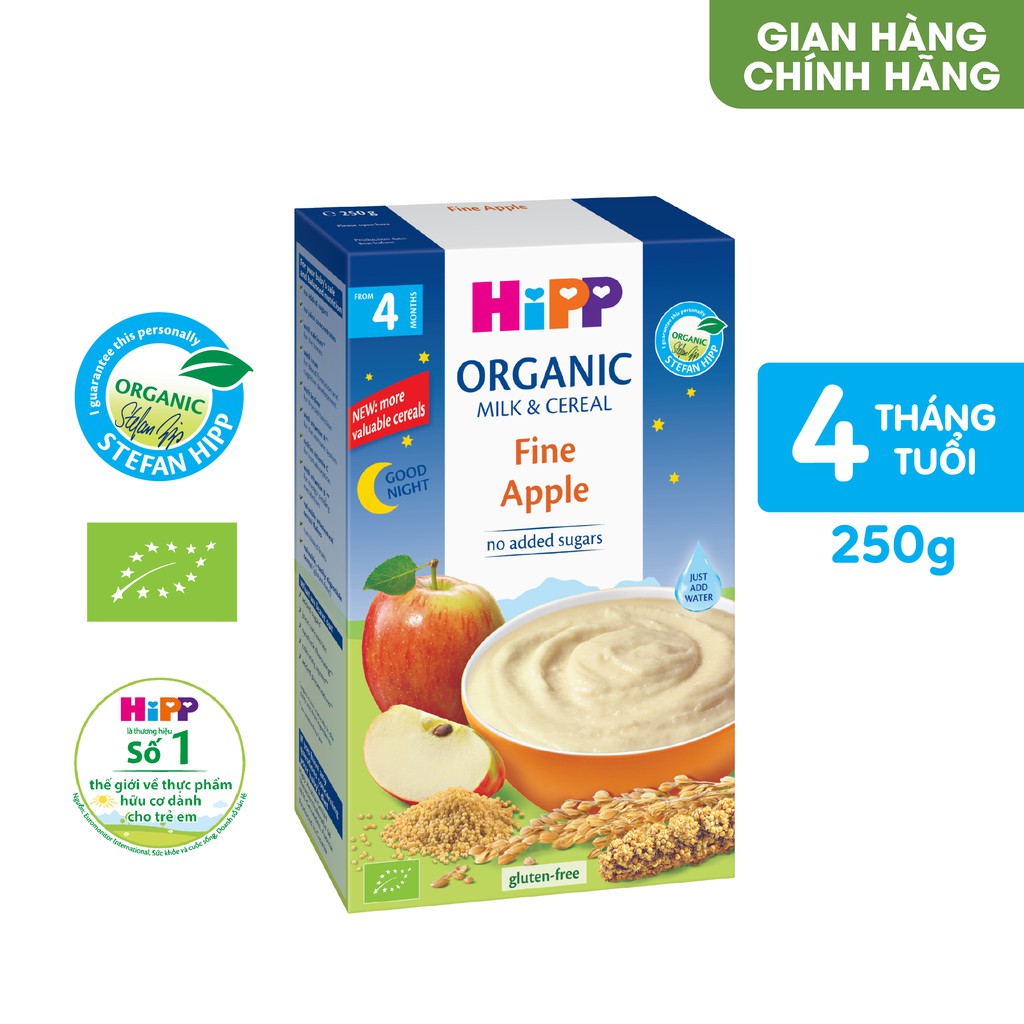 Bột Ăn Dặm Dinh Dưỡng Sữa, Chúc ngủ ngon táo tây HiPP Organic 250g . babyme