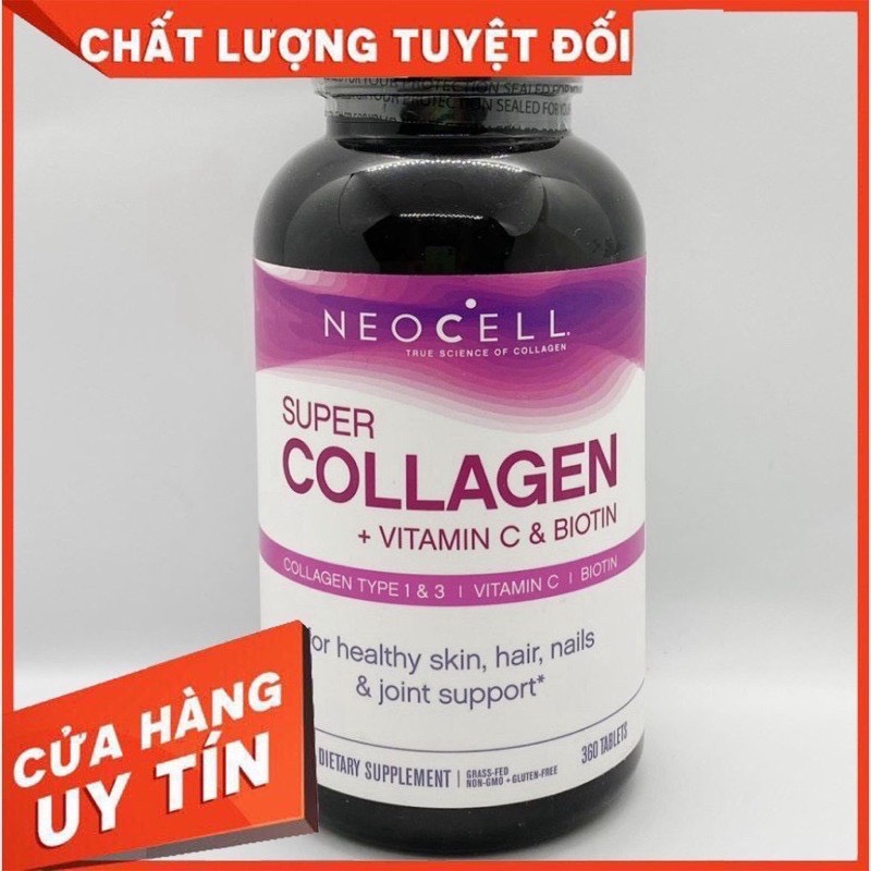 Viên uống Đẹp da Super Collagen +C with Biotin Neocell chai 360 viên