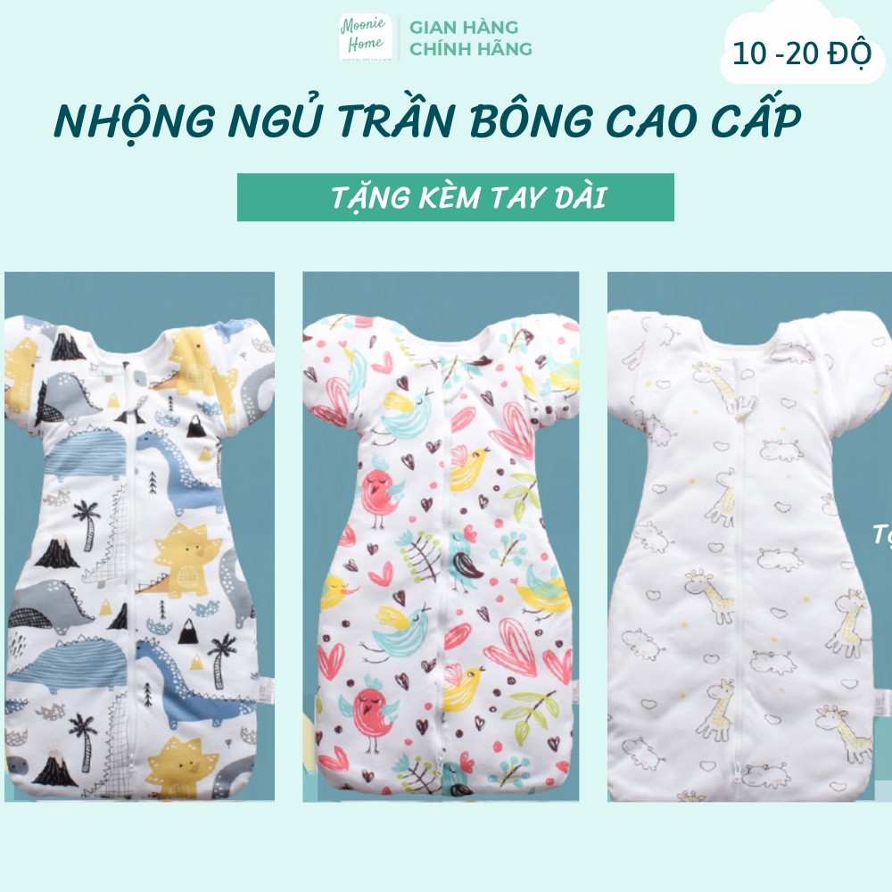 Nhộng Ngủ Cho Bé/ Túi Ngủ Cho Bé Mùa Đông Trần Bông Siêu Ấm (Tặng Kèm Tay Dài Thay Thế)
