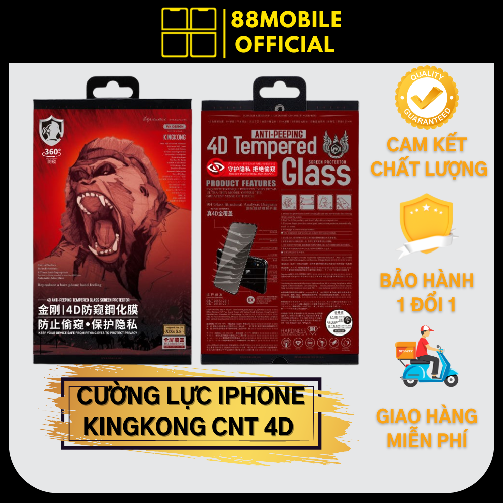 Kính cường lực chống nhìn trộm KingKong for iphone 6 6s 6sp 7 7p 8 8p x xs