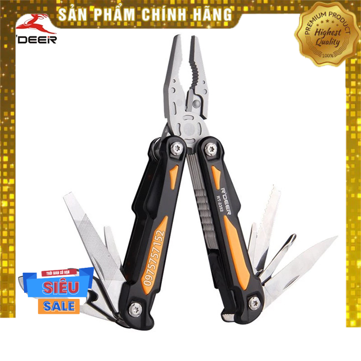 Kìm đa năng đủ món cao cấp 13 chức năng tiện lợi RDEER RT-2352, nhỏ gọn, cứu hộ, thoát hiểm, cấp cứu, sinh tồn, du lịch, cắm trại