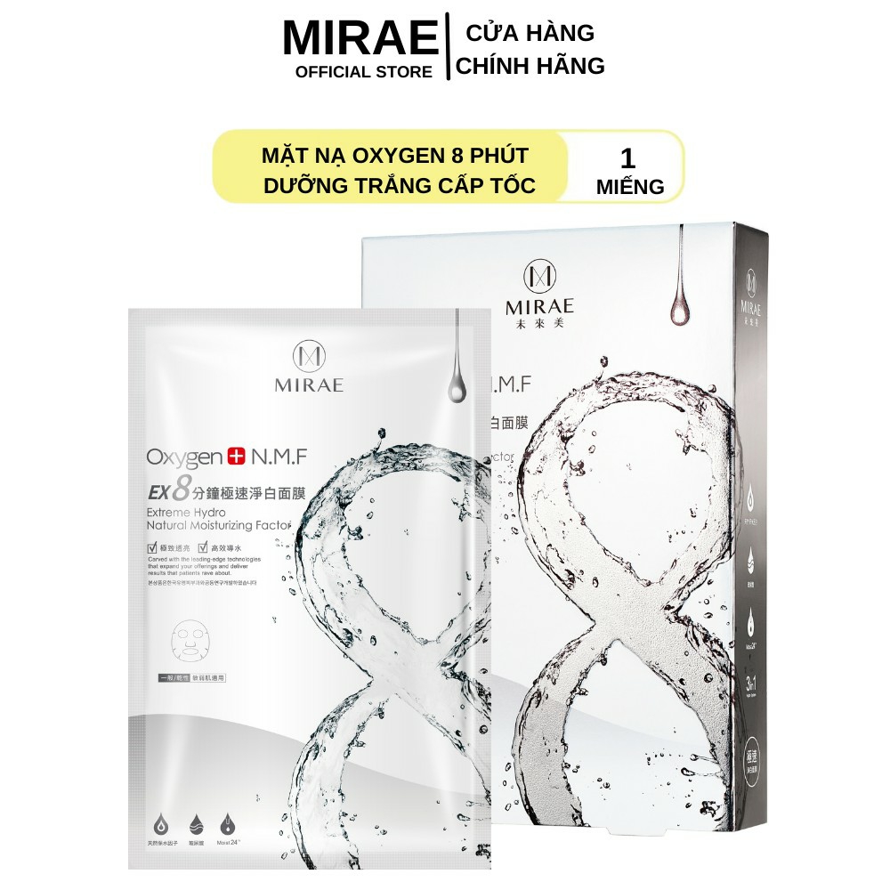 Mặt nạ Mirae EX8 phút dưỡng trắng cấp tốc - Oxygen cung cấp độ ẩm giúp da sáng bóng 20g/miếng .1miếng