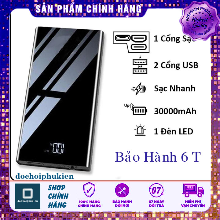 Pin dự phòng KSP 30000mah màn hình led hiển thị % pin polymer có hỗ trợ sạc nhanh cho điện thoại