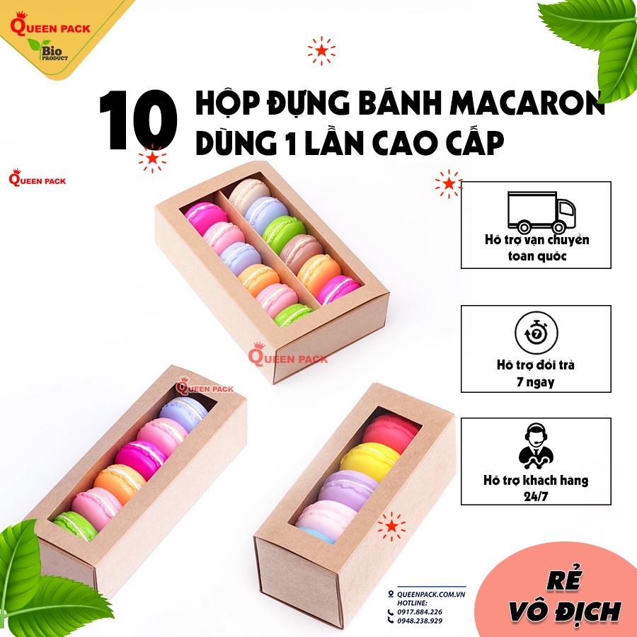 Set 10 hộp đựng bánh macaron loại 1 và 2 ngăn