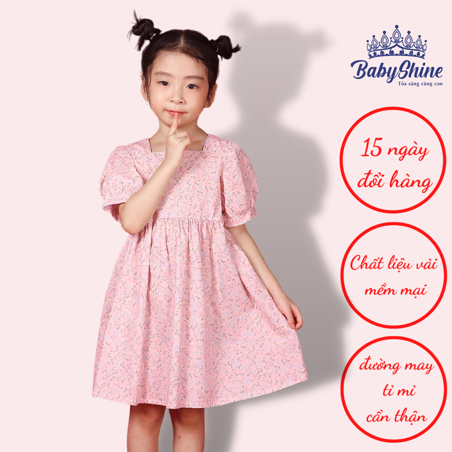 Váy Cho Bé Gái BabyShine - Váy Hoa Nhí Cho Bé- Họa Tiết Nhỏ Dễ Thương- Chất liệu mát mẻ - Đường may cẩn thận