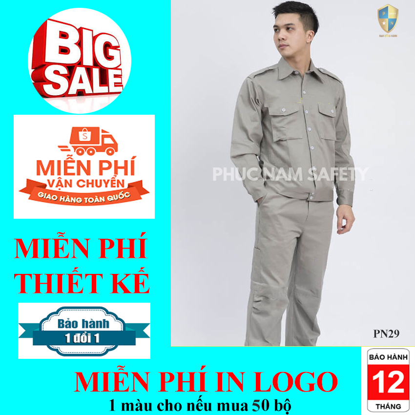 Bộ quần áo bảo hộ lao động, quần áo bảo hộ lao động màu ghi xám  – PN29, quần áo bảo hộ chất lượng, quần áo bảo hộ lao giá rẻ, đồng phục công ty, đồng phục kỹ sư, đồng phục lao động, bảo hộ lao động Phúc Nam