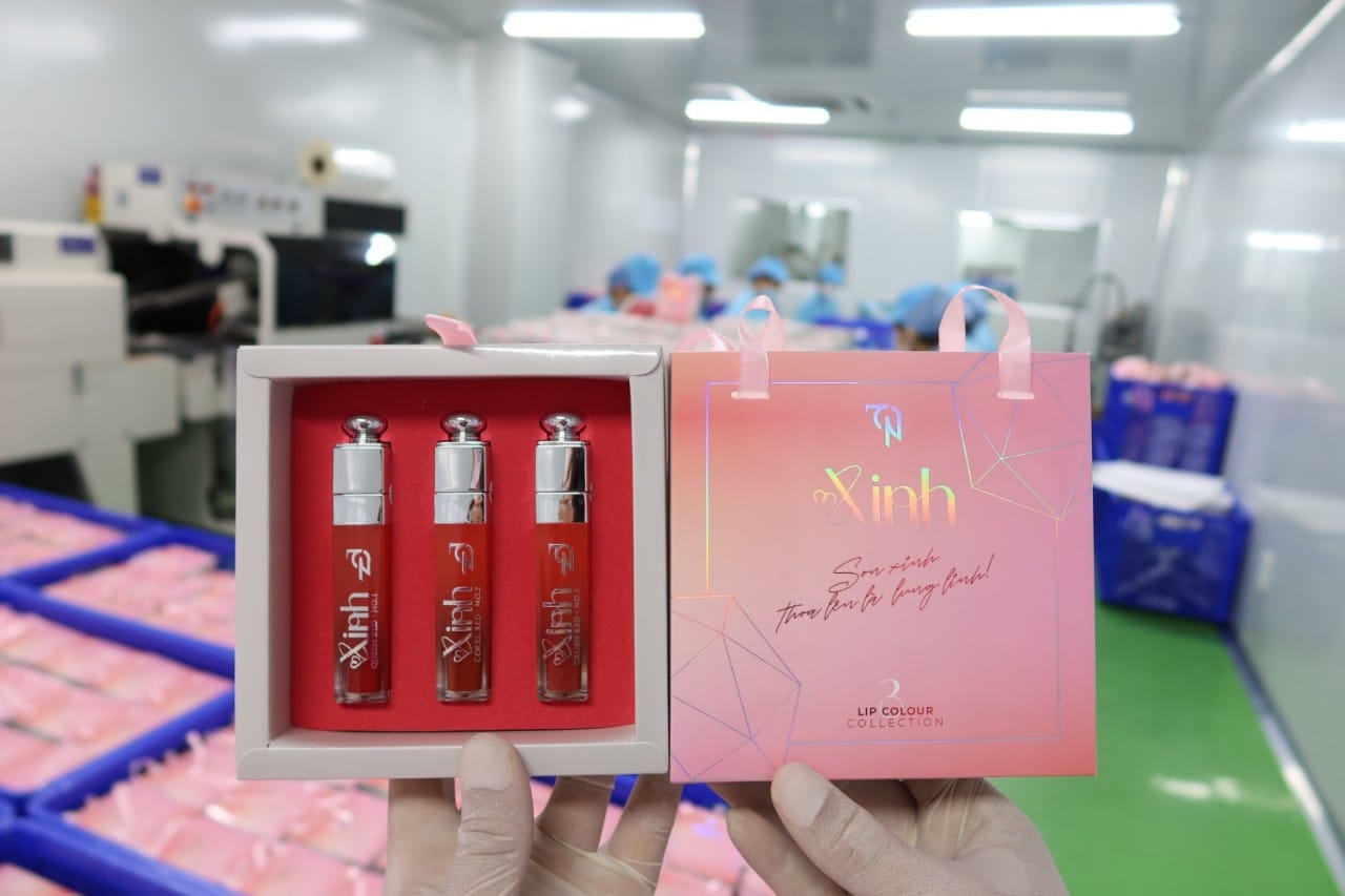 Son xinh x3 đông anh set 3 son đỏ cam + đỏ tươi + cam đất