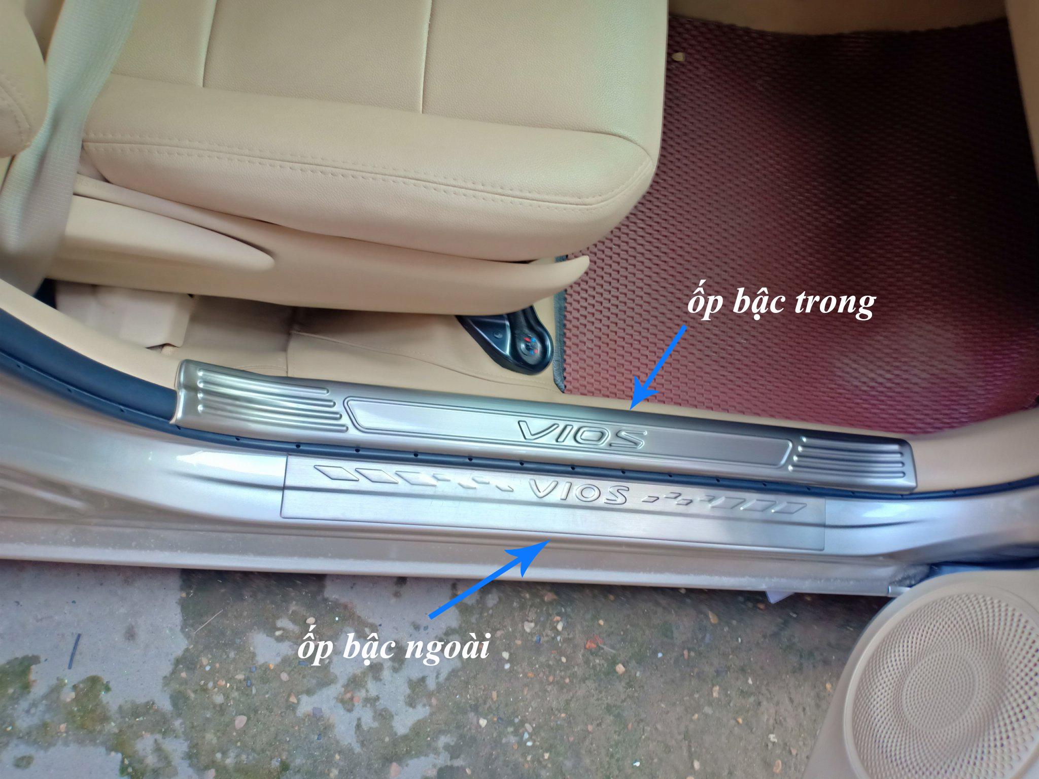 Ốp Bậc Cửa Xe Toyota Vios 2019 2020 2021 2022 Mẫu Inox, Giúp Trang Trí Chống Xước Xe Hiệu Quả, Có Sẵn Keo 2 Mặt Siêu Dính, Lắp Đặt Dễ Dàng Tại Nhà