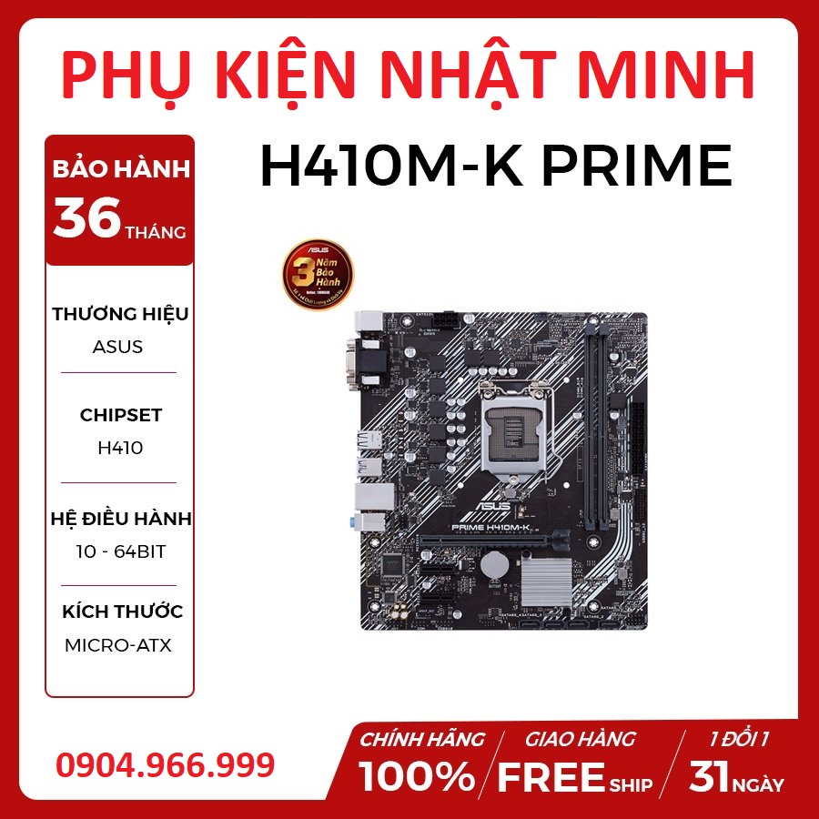 Main gigabyte h410m ds2v / asus h410m-k chính hãng bh 36 tháng